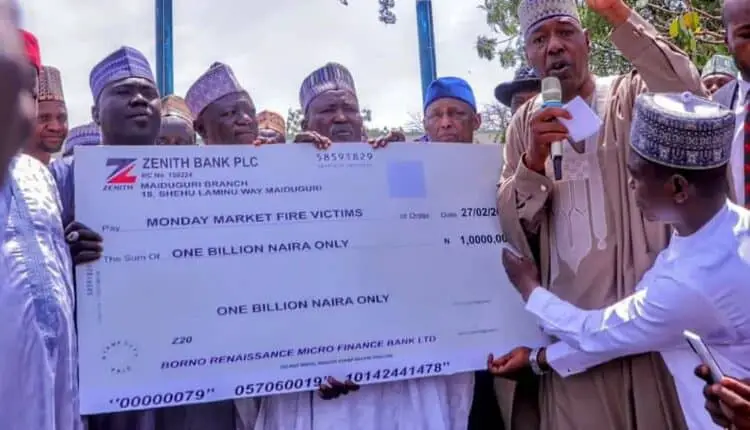 Gobarar Maiduguri: Zulum ya ba wa ’Yan kasuwa tallafin Naira biliyan 1