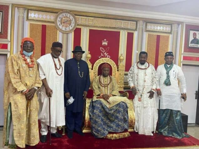 Jonathan congratulates Olu of Warri