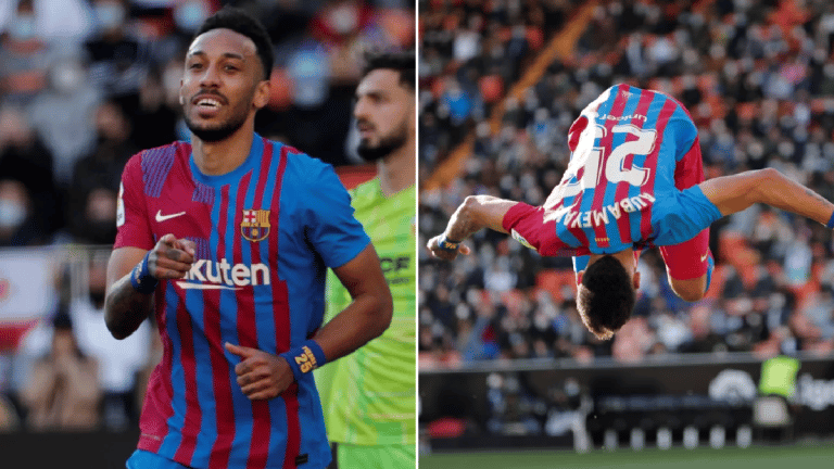 Aubameyang’s goals against Valencia equal Barca’s Laliga record