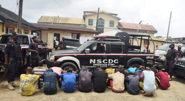 NSCDC arrests 19 suspected illegal crude refiners in Rivers