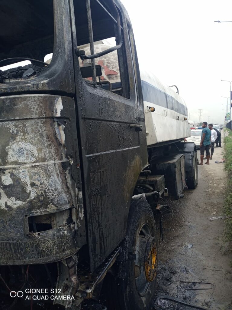 Disaster averted in Lagos as fire guts 11,000 litres diesel truck