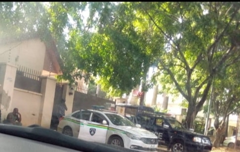 Police seal off the LMC office in Abuja