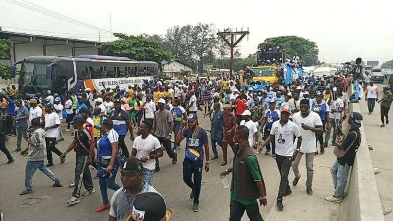 ‘MC Oluomo’, others lead APC 5m persons’ rally for Tinubu, Sanwo-Olu in Lagos