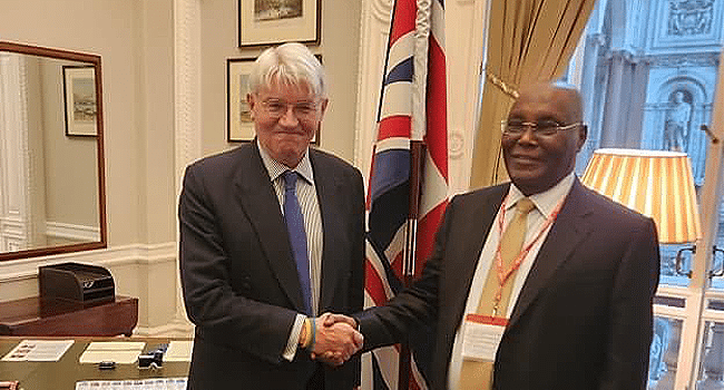 Atiku meets UK Govt, discusses security, other issues