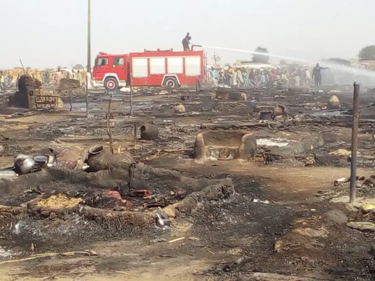 Fire razes IDP camp in Borno