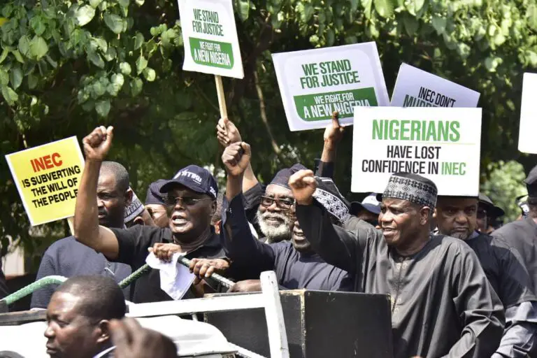 Atiku leads PDP’s protest to INEC