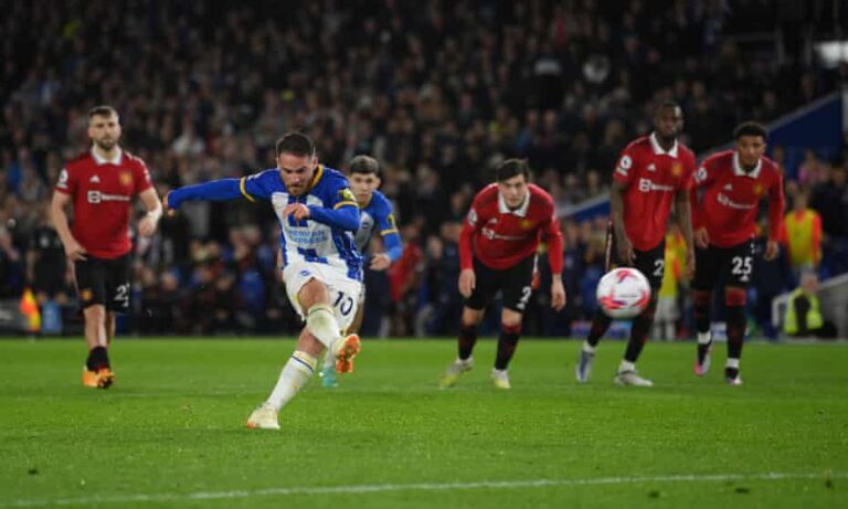 Brighton sink Manchester United with last-gasp Mac Allister penalty