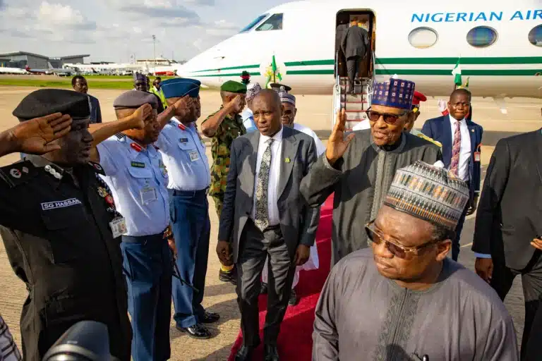 Buhari returns after 13 days in UK