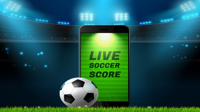 soccer football mobile live scoreboard vector illustration