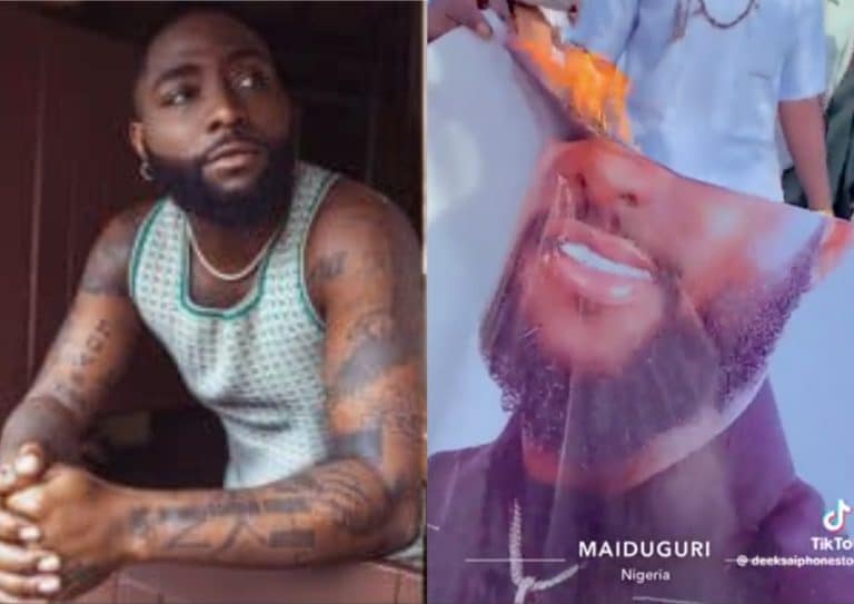 VIDEO: Youths in Maiduguri burn Davido’s posters