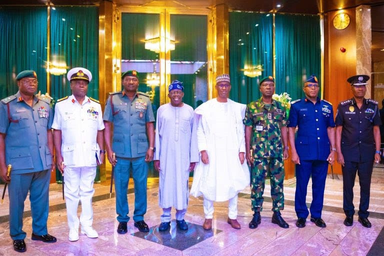 President Tinubu decorates new service chiefs, charges them on team work