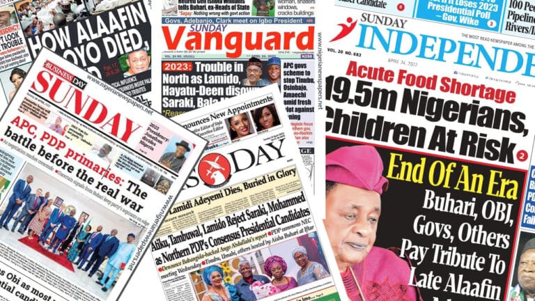 Front Pages of Nigerian Newspapers